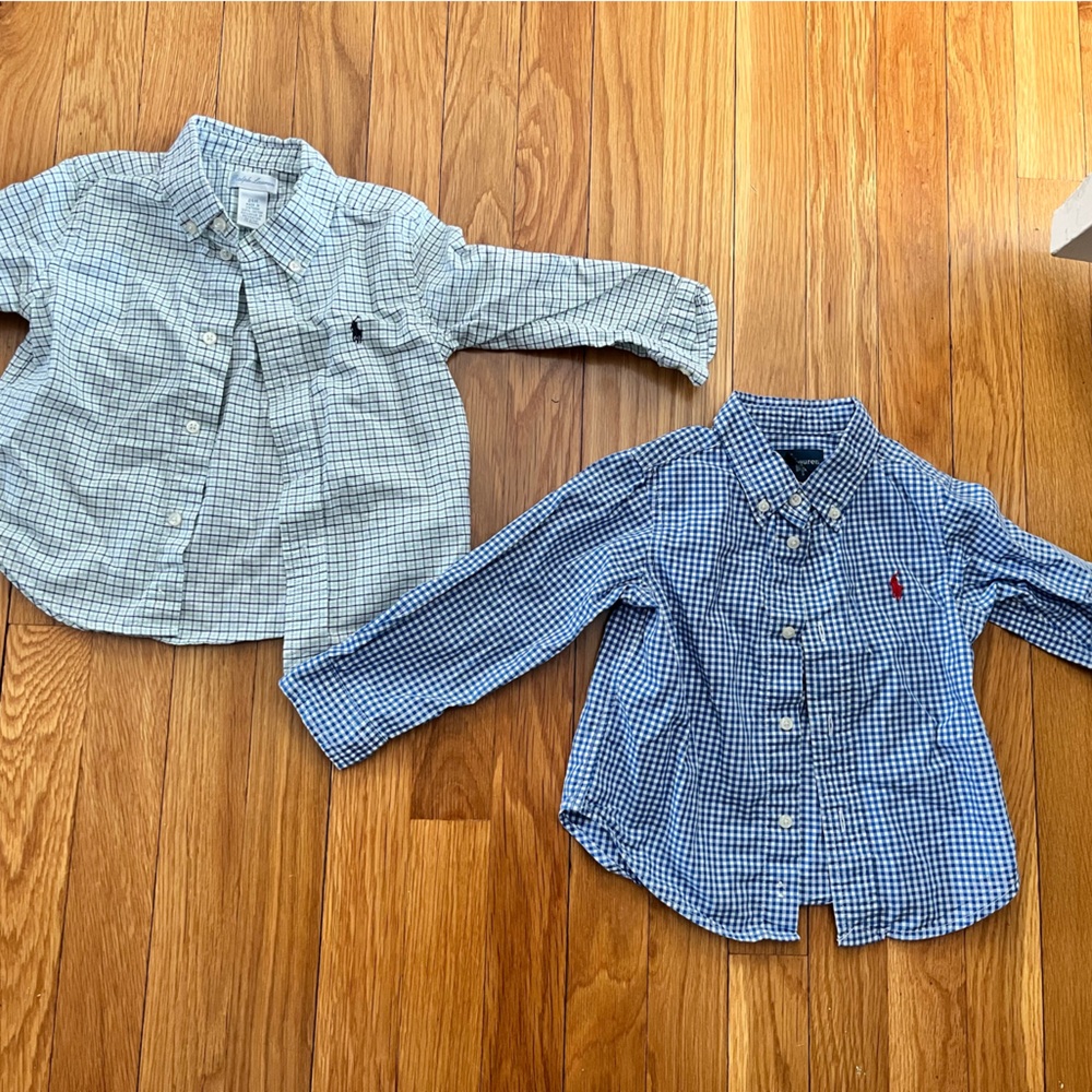 Two Ralph Lauren Blue Button up Checkered Shirts